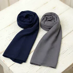 noorfashion Solid Georgette Women Blue, Grey Stole-picture-11