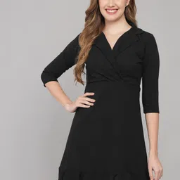 addyvero Women A-line Black Above Knee/Mid Thigh Length Dress-picture-24