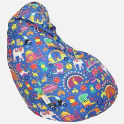 mintwud from pepperfry Urban Desi Print XXXL Fabric Bean Bag with Beans in Blue Indian Colour image 4