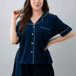 floresa Women Night Suit Set Blue Solid-picture-27