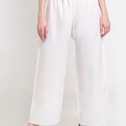 style access Women Flared White Viscose Rayon Trousers-picture-25