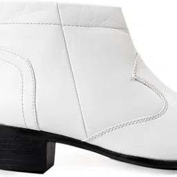 yuvrato baxi Men's White Height Increasing Faux Leather Formal Zipper Boots For Men image 2