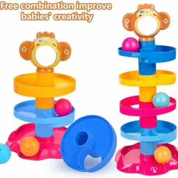 r k enterprise Roll Ball Toy with 4 Layer Ball Drop Tower Run with Roll Swirling Ramps image 3