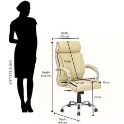nilkamal Belgrade High Back Ergonomic | Adjustable Height | Swivel | Executive Leatherette Office Arm Chair image 2