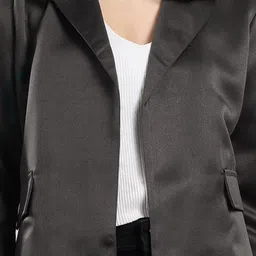 kotty Women Solid Mandarin Casual Blazer image 4