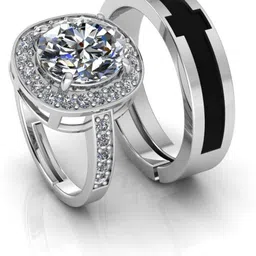 miss highness Zircon Diamond Couple Adjustable Combo Rings Set – Luxury Gift for Men & Women, Sterling Silver Cubic Zirconia Rhodium Plated Ring image 3