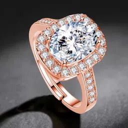 myki Classic Crystal Clear Cubic Zircon Adjustable Ring For Women Sterling Silver Swarovski Zirconia Copper Plated Ring-picture-11