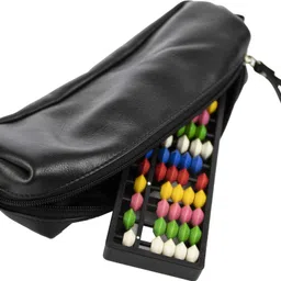 spillbox Abacus Math Kit for Kids 13 Rod Multicolor White Bead with Square Pouch- Black image 4