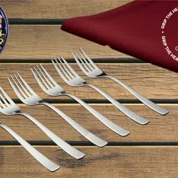 grip and serve Premium Stainless Steel Fork/Food Grade/BPA Free/6PC/9 Stainless Steel Dinner Fork Set image 1