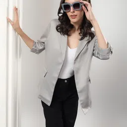 kotty Women Solid Mandarin Casual Blazer-picture-32