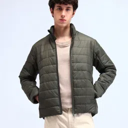 flying machine Men Solid Puffer Jacket image 1