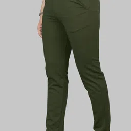 combraided Men Straight Fit Dark Green Lycra Blend Trousers image 5