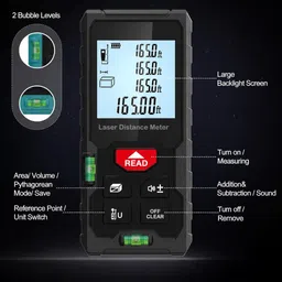 trending Laser Distance Measure 40M, High Accuracy Laser Tape Measure Tool with Black Kit Laser Distance Measure Non-magnetic Line Level image 2