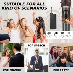 mobizac DYNAMIC Dual Wireless Karaoke UHF Mic with Receiver for Singing DJs Stage Voice Microphone image 4