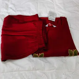 tanvi vasthra vaibhav Women Solid, Embroidered Cotton Blend Straight Kurta-picture-11