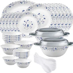 laopala Pack of 35 Opalware Diva Classique BM Full plate 11"(6 pcs) || Quarter plate 7.5"(6 pcs) || Oval platter13"(1 Pcs) || Casserole with Glass Lid (2 Pcs) || Veg bowl (6 Pcs) || Soup Bowl (6 pcs) || Spoon (6 pcs) Dinner Set-picture-32