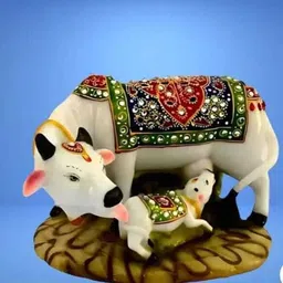 aneeket enterprises printed cow Decorative Showpiece - 11 cm image 2