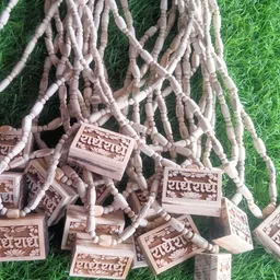 squareknot Original & Natural Wood Tulsi Kanthi Mala With Radhe Radhe locket Wood image 4