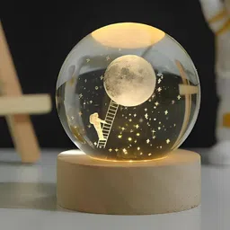 celeoris 3D ASTRONAULT STEP MOON Crystal Wooden Base for Home Decor,Office,Bday Gift Night Lamp-picture-10