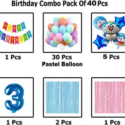choice corner Happy Birthday Combo Kit For Doraemon Theme Birthday Party Decoration image 2