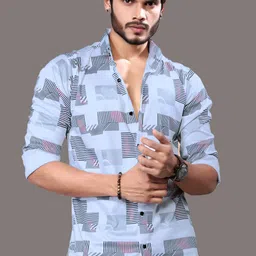 varidashi Men Regular Fit Printed Spread Collar Casual Shirt image 4