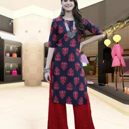 ethnicbasket Pack of 2 Women Printed Crepe Straight Kurta image 2