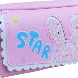 technochitra Rabbit Face Number Password Lock Dual Zipper Girls Art Artificial Leather Pencil Box-picture-13
