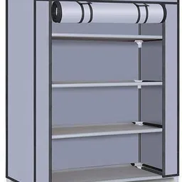 zenvexyo 4-Tier Adjustable Cloth Storage Organizer Heavy Duty Plastic Micro Fiber Collapsible Wardrobe image 2