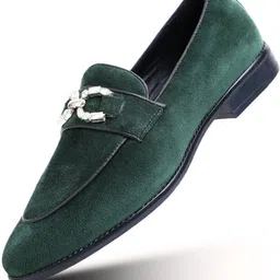 Monkstory Velvet Crystal Bit Loafers – Royal Green Loafers For Men-picture-28