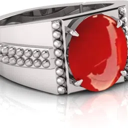 pranjal gems 7.25 Ratti Munga Gemstone Adjustable Ring With Lab CertificateAG Silver Coral Ring-picture-17