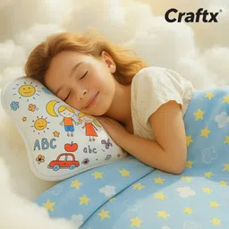 craftx Memory Foam Sleeping Pillow Pack of 1 Abstract Kids Pillow for Sleeping | Toddler Baby Child Neck Support Cushion image 4