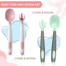 bembika Baby Self Feeding Spoon with BPA Free material,Gum Friendly Baby Spoon-(BE2321) - Silicone image 2