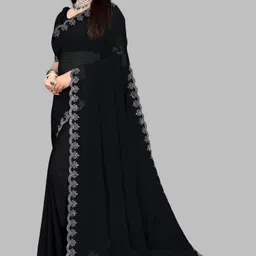 kt enterprise Self Design, Embellished Bollywood Georgette Saree image 1