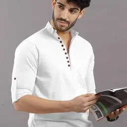 vellosta Men Solid Cotton Blend Straight Kurta-picture-13