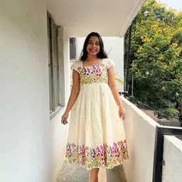 satya international Women Gown White Below Knee Dress image 2