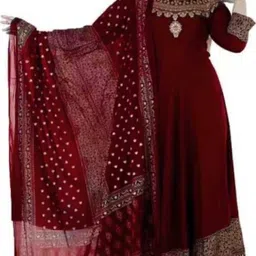 aerotick Women Printed Viscose Rayon Anarkali Kurta With Attached Dupatta-picture-25