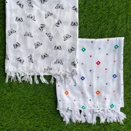 shreeji enterprise Printed Rayon Women White Stole-picture-29