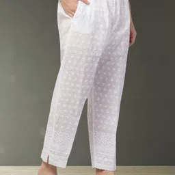 fambee Women Relaxed White Cotton Blend Trousers image 3