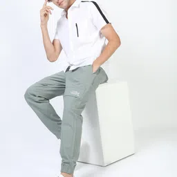 highlander Men Regular Fit Grey Pure Cotton Trousers image 3