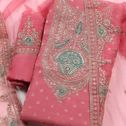 meena bazaar Unstitched Chanderi Salwar Suit Material Embroidered-picture-24