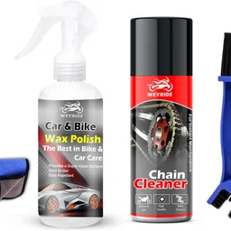 weyride Bike Chain Cleaner Spray with Car Wax Polish For Bike (Cleaner 150ml) Wa_j5 Cleaning Bursh & Cloth Corrosion protection Prevent Chain (bike Polish 250ml) Chain Oil image 1