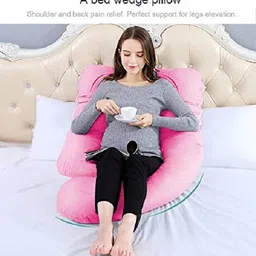 amcaton ultra soft j shaped pillow Microfibre, Polyester Fibre Solid Pregnancy Pillow Pack of 1 image 4
