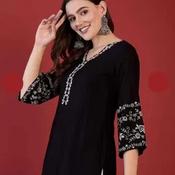 emica Women Embroidered Viscose Rayon Straight Kurta-picture-17