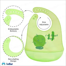 funblast Silicone Baby Bib with Adjustable Strap for Feeding & Weaning, Reusable Bib image 3