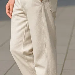 estrorax Men Straight Fit Mid Rise White Jeans image 3