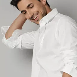 jiggster store Men Slim Fit Solid Spread Collar Formal Shirt image 5