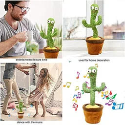 marcrazy Dancing Cactus Toy - Singing, Talking, Record & Repeating What You say Electric Cactus, Mimicking Parrot Sunny Cactus Plush Toy, LED Light for Home Decor & Babies Interaction image 4