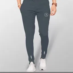 anand Men Solid, Self Design, Striped, Chevron/Zig Zag Grey Track Pants-picture-14