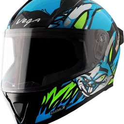 vega Bunny Black Neon Blue Large Motorbike Helmet-picture-15