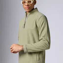 XYXX Men Regular Fit Solid Grey IntelliLuxe Jet-Setter Half-Zip Sweatshirt image 3